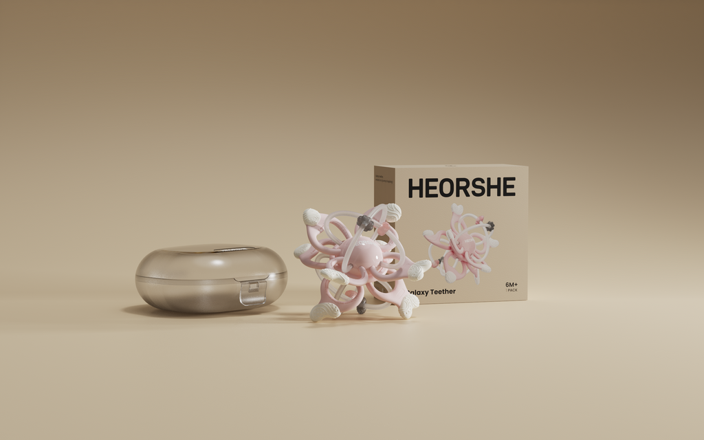 HEORSHE product packaging with a beige background