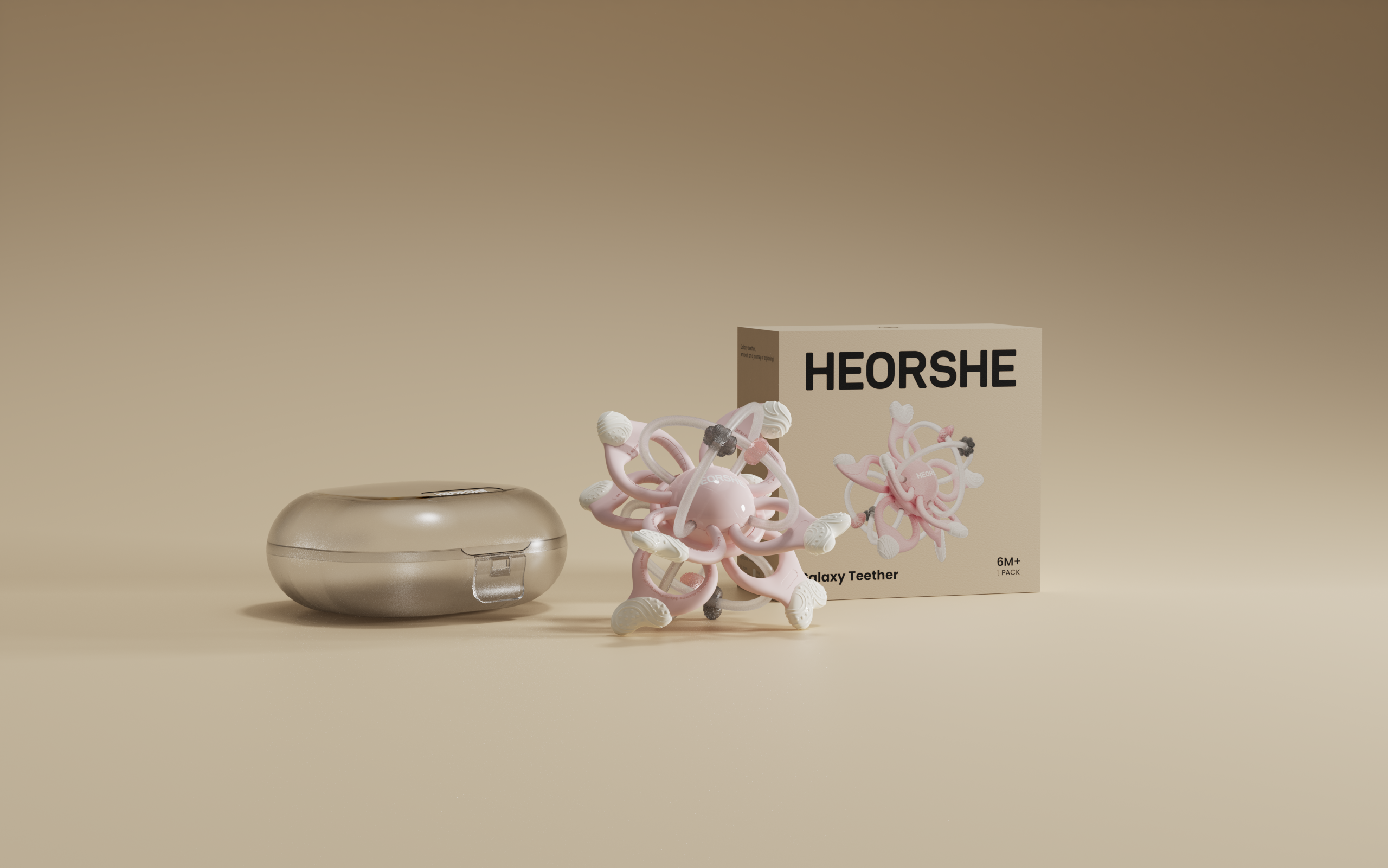 HEORSHE product packaging with a beige background