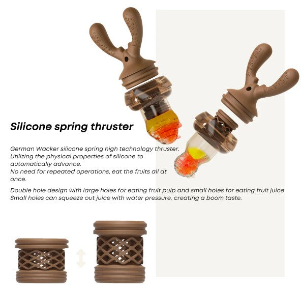 Silicone spring thruster with reindeer design on a white background